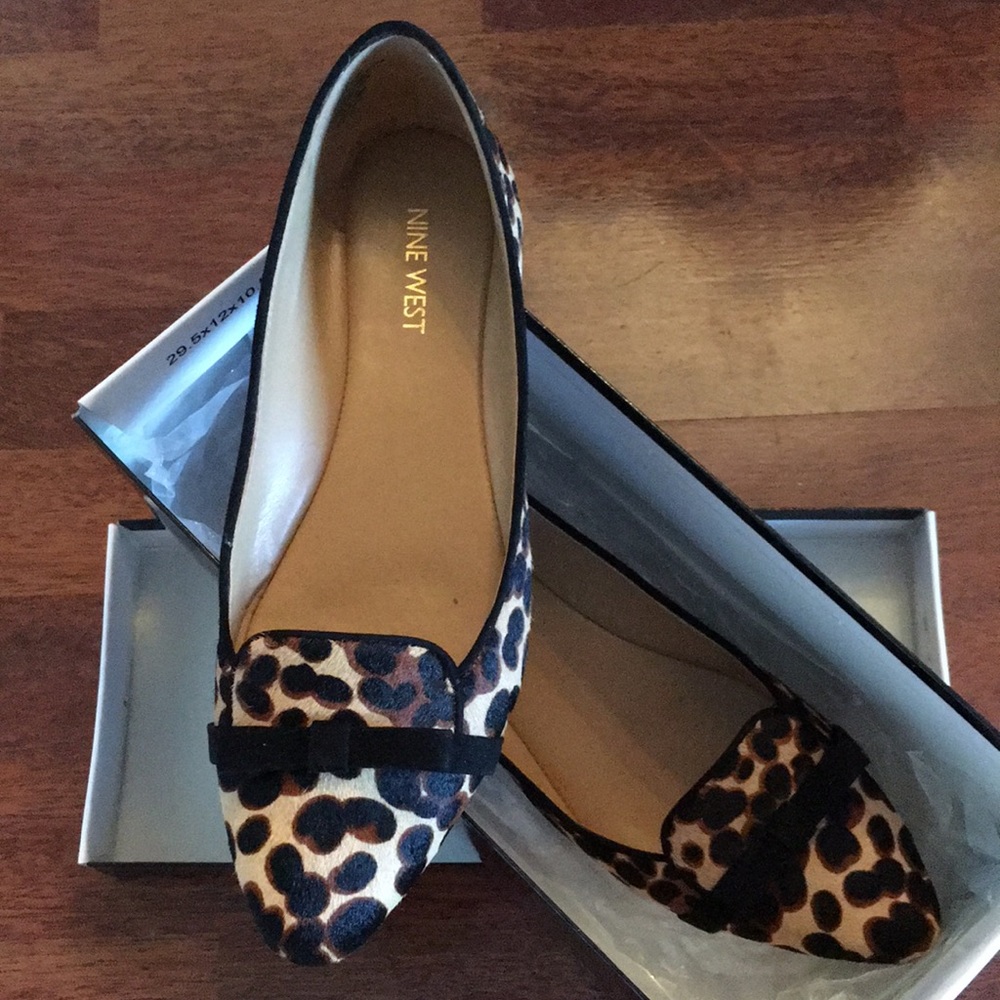 Leapard pointed toe flats